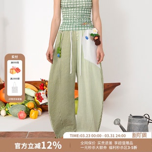 女26新款 CHEERi UPi手工钩织豌豆挂件拼接休闲长裤