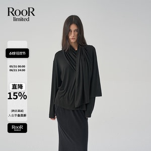 宽松围脖披肩长袖T恤女春夏新款