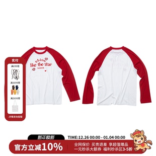 T恤女25秋新款 ING撞色印花刺绣莫代尔长袖 AID WARM