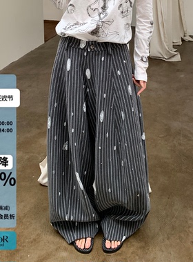 YANAG灰烬里的哈尔蕾丝破洞气球裤长裤女26春夏新款
