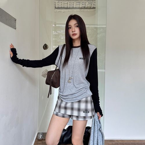 RAWVEIL时髦书呆子可露丽撞色羊毛打底长袖T恤女25新款