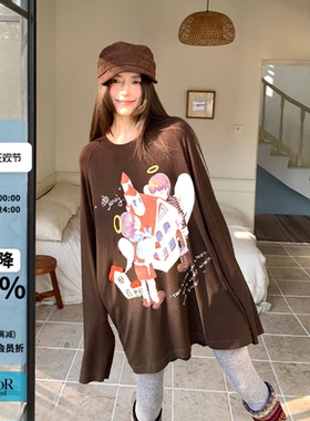 【现货】YANAG搬城堡天使印花天丝羊毛长袖T恤女26春夏新款