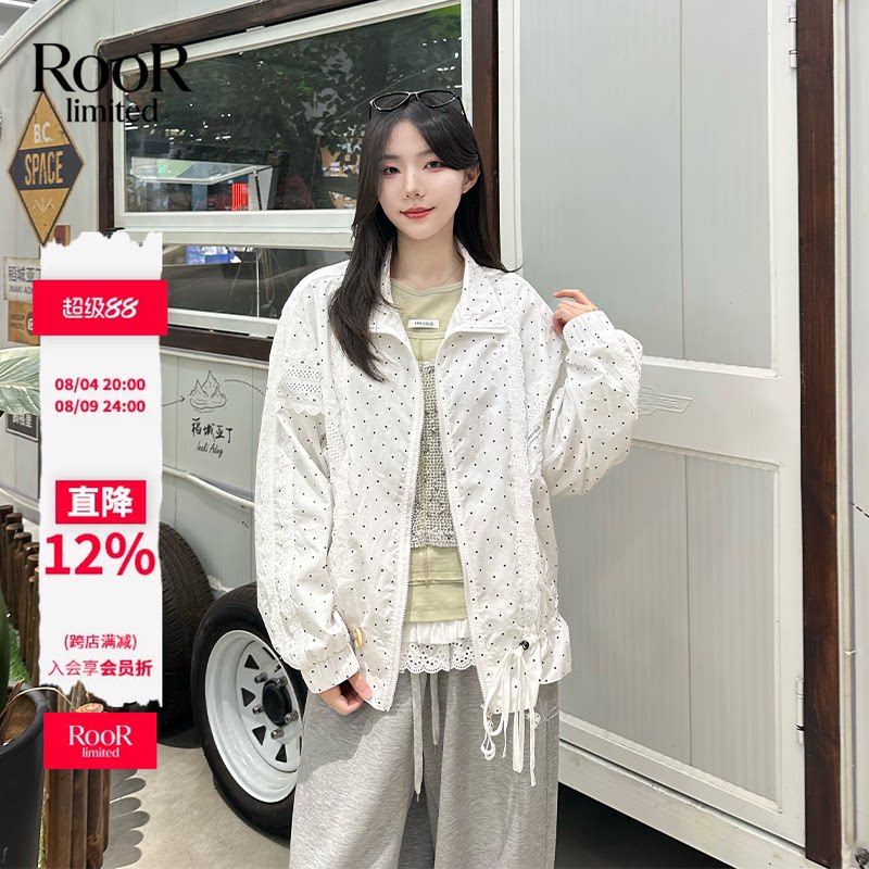 丿未PUREVENUS休闲拼蕾丝波点运动外套女26春夏新款 - 实物图