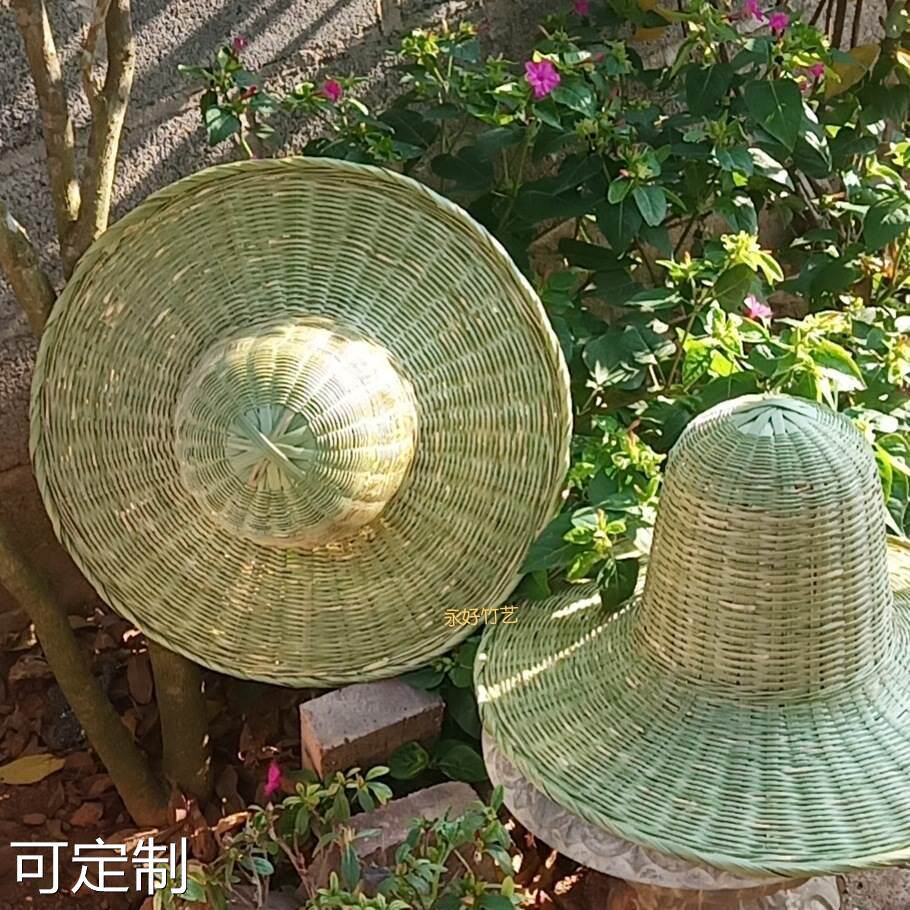 竹制品竹编帽大小沿鸭舌透气遮阳工地施工夏季竹帽子舞台道具定制
