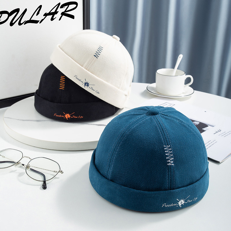 瓜皮帽帽子潮牌男女西瓜皮圆顶寸头帽地痞帽无檐地主帽日系雅痞帽