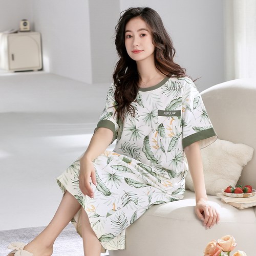 2025年新款自带胸垫夏季一体式睡裙女夏薄款短袖卡通春夏天家居服