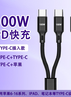 Type-C一拖二100W快充数据线