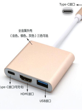 Type-C转HDMI三合一4K转接线