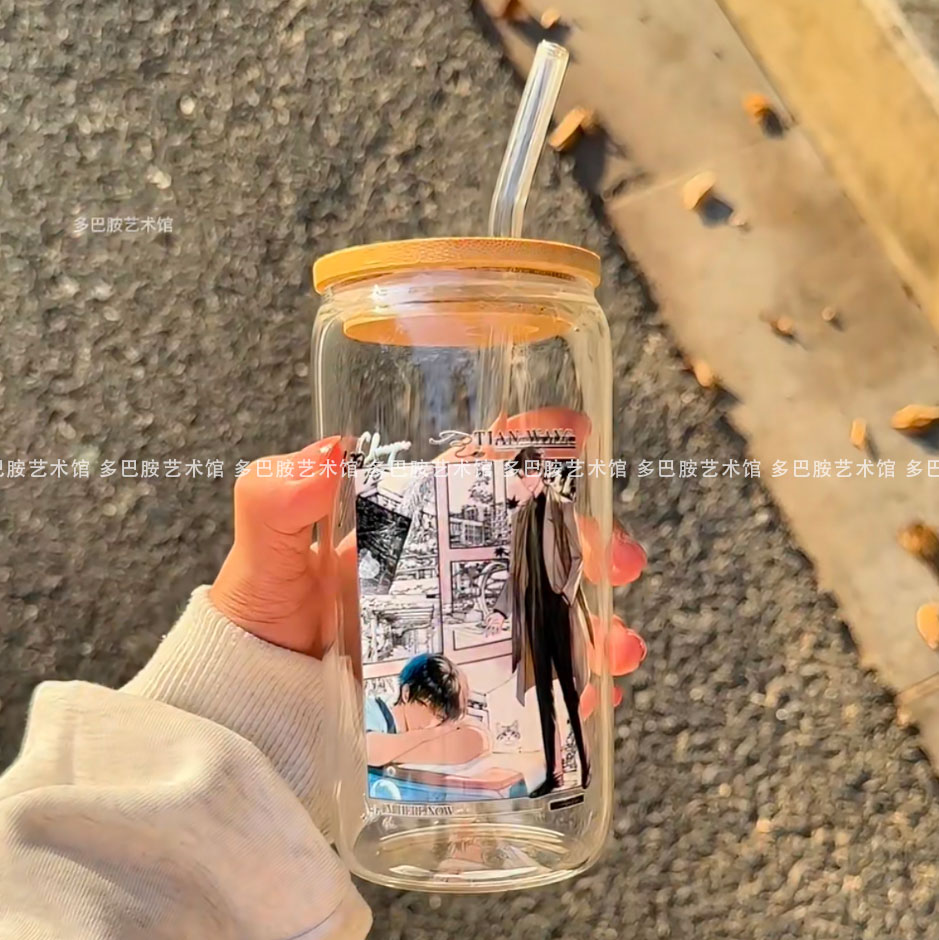 伪渣同人玻璃杯痛杯高颜值高硼硅玻璃耐冷耐热杯牛奶果汁学生礼物