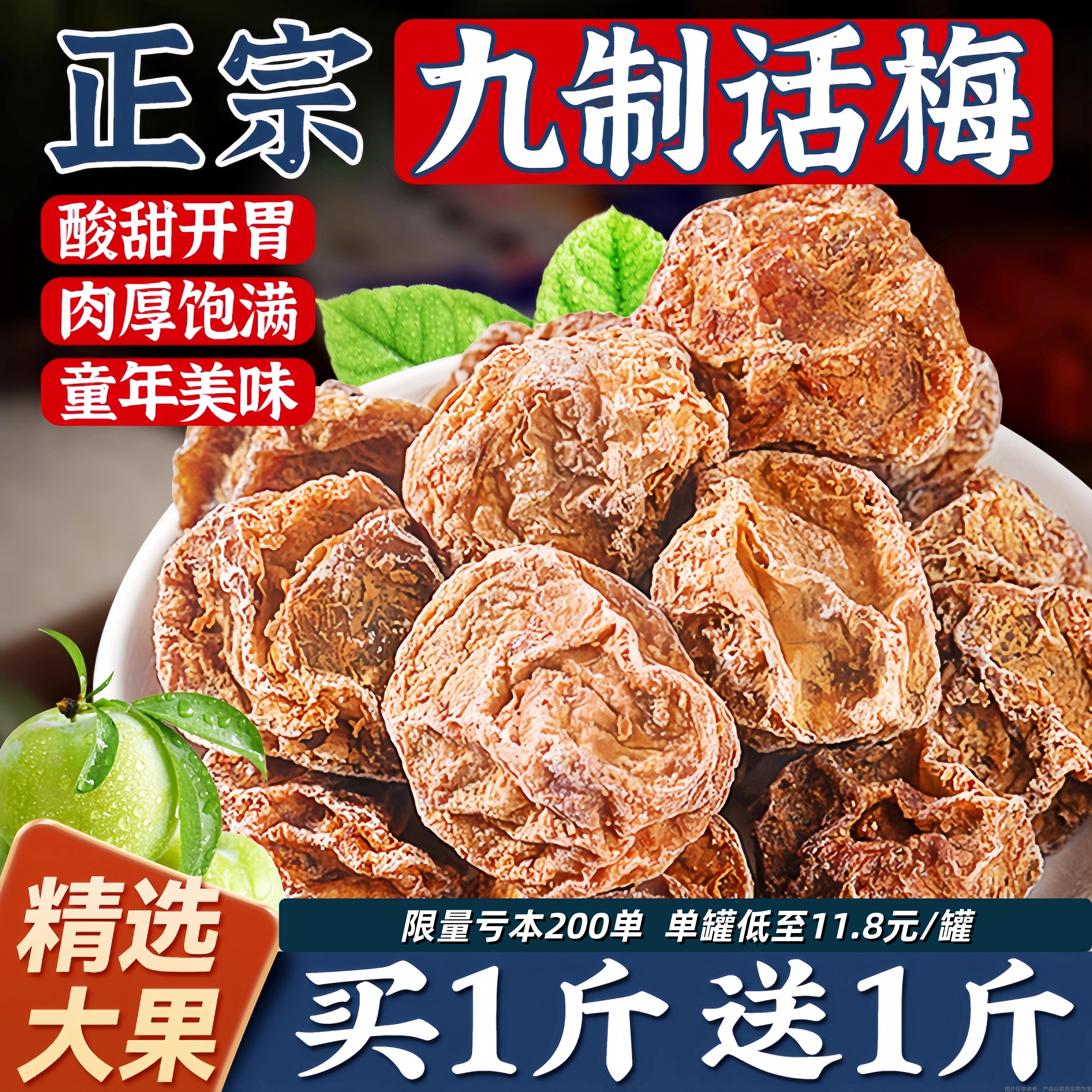 正宗九制话梅超酸甜孕妇零食超多吃法酸梅休闲果干果脯蜜饯梅肉