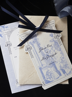 ROCKSUGAR | 原创设计欧洲中世纪宫廷复古凹凸版高级婚礼请柬请帖