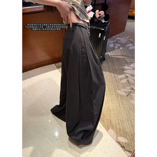 Here yaya shop 调性天丝亚麻裤有设计感随意老钱风时髦阔腿裤