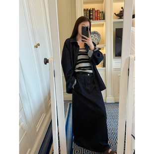 松弛感穿搭轻复古时髦水洗加厚牛仔衬衫 shop 牛仔裙 yaya Here