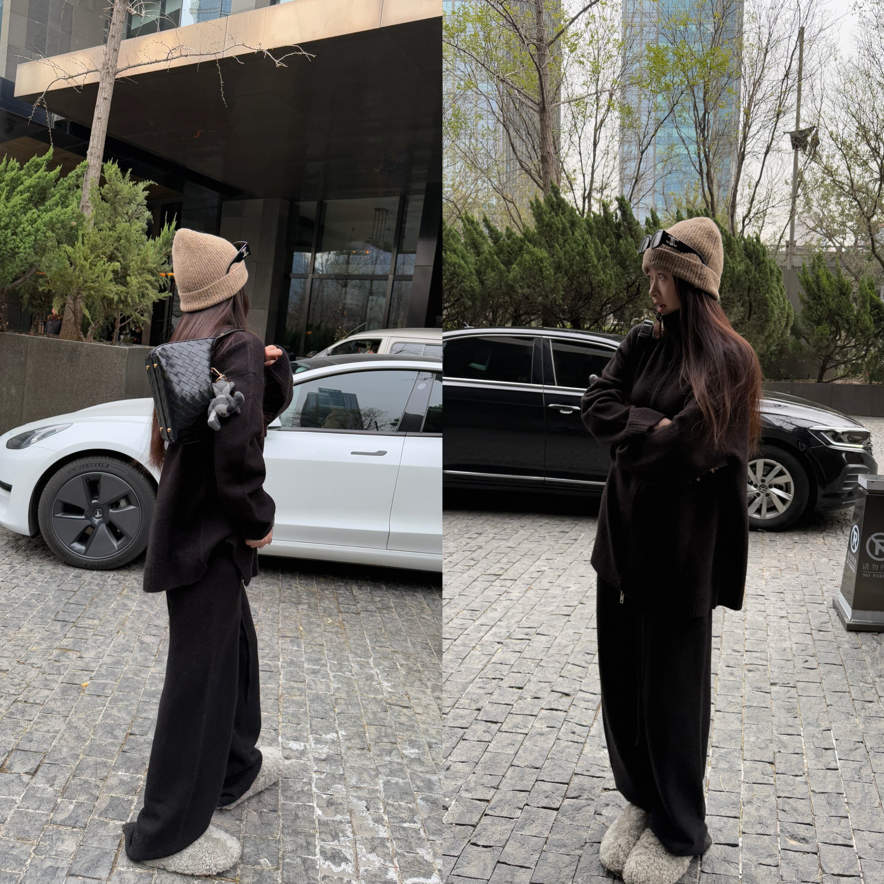 Here yaya shop 松弛密码冷淡随意感纸片人羊毛毛衣套装可机洗