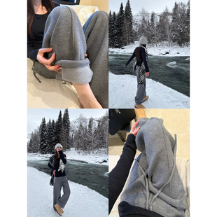 棉花糖可机洗加厚一体绒超温暖显腿直瘦瘦针织裤 shop yaya Here