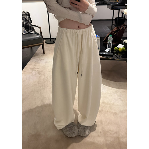 Here yaya shop 芝士奶盖3.0版本复合厚绒桑蚕丝绵羊毛松弛慵懒裤