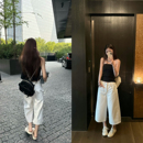 Here yaya shop si服口袋牛牛百搭神器显腿直时髦显高八分牛仔裤