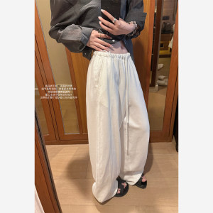 Here yaya shop本期c位高品天丝亚麻重工水洗慵懒松弛感麻料裤女