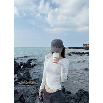 Here yaya shop 半永jiu面膜t可多色囤天丝桑蚕丝纸片人奶欲长袖t