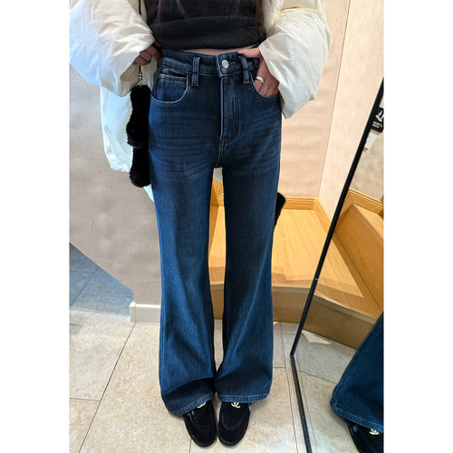Here yaya shop 建模神裤复古重工水洗精致无敌显腿直微喇牛仔裤