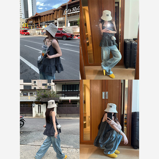 Here yaya shop 5.6 20:00曲奇泡芙复古俏皮感肌理感格子吊带背心