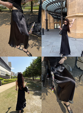 Here yaya shop精致主义温柔气质调调100%醋纤凉凉藏肉显瘦鱼尾裙