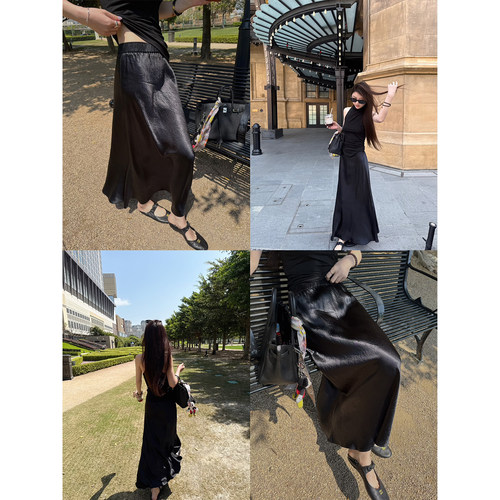 Here yaya shop精致主义温柔气质调调100%醋纤凉凉藏肉显瘦鱼尾裙