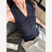 yaya shop Here 6.7 冰酿显瘦精致欧尼冰冰凉凉翻领针织衫