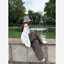 卫衣 Here yaya shop 酸奶私服露肩一字领纹理感随意慵懒宽松长袖