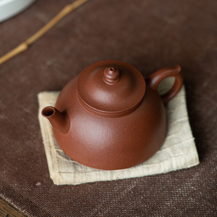 宜兴紫砂壶 纯手工全手 黄龙山石磨老朱泥 大红袍笠帽壶 摹古老壶