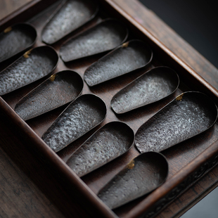 纯手工铁打出 侘寂风 老铁锻打茶则 茶匙 功夫茶配件 小巧