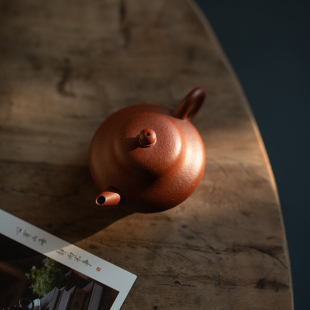 宜兴紫砂壶 黄龙山石磨粗砂老朱泥 扁水平壶 手工 功夫茶具茶壶