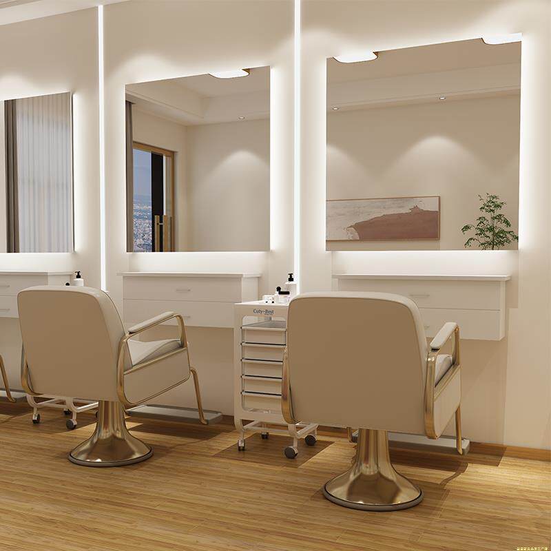 2024年新款理发店专用镜台烫染带led灯单面镜发廊镜剪发美发镜子