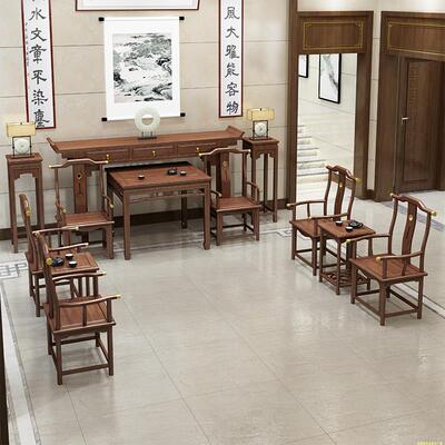 农村堂屋中堂六件套新中式实木供桌条案四件套八仙桌仿古禅意佛台