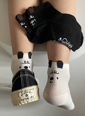 女生白色春季女款袜子女潮网红款耳朵短款薄款网眼可爱短袜百搭夏