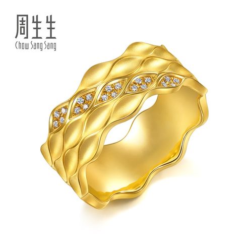 周生生黄金YuYu系列足金镶嵌钻石戒指96221R预订