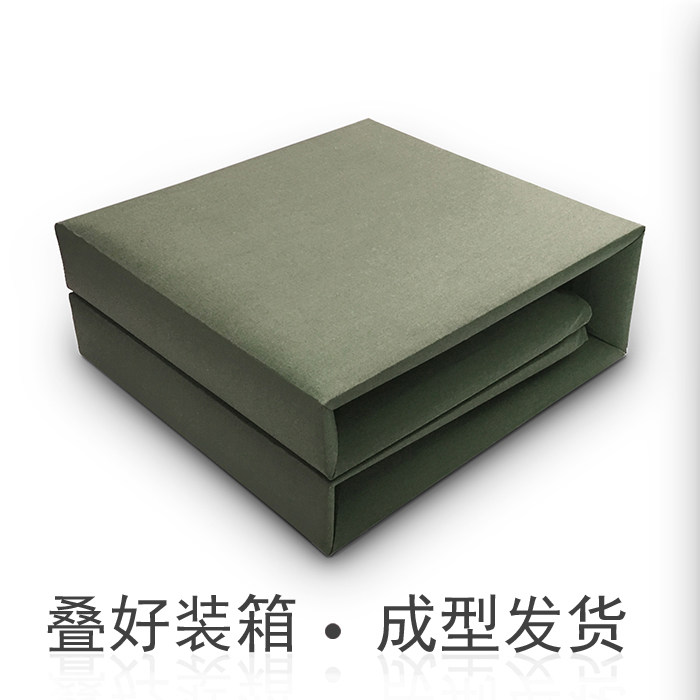 手工加帆布纯棉成型方被浅绿被子豆腐块成型被热熔棉正品定型内务