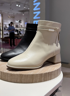 EBLAN伊伴女鞋加绒短靴女2025新款冬季白色靴B25521209/B25621209