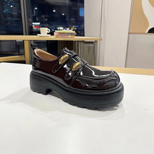 巨好看的正品千百度厚底乐福鞋女