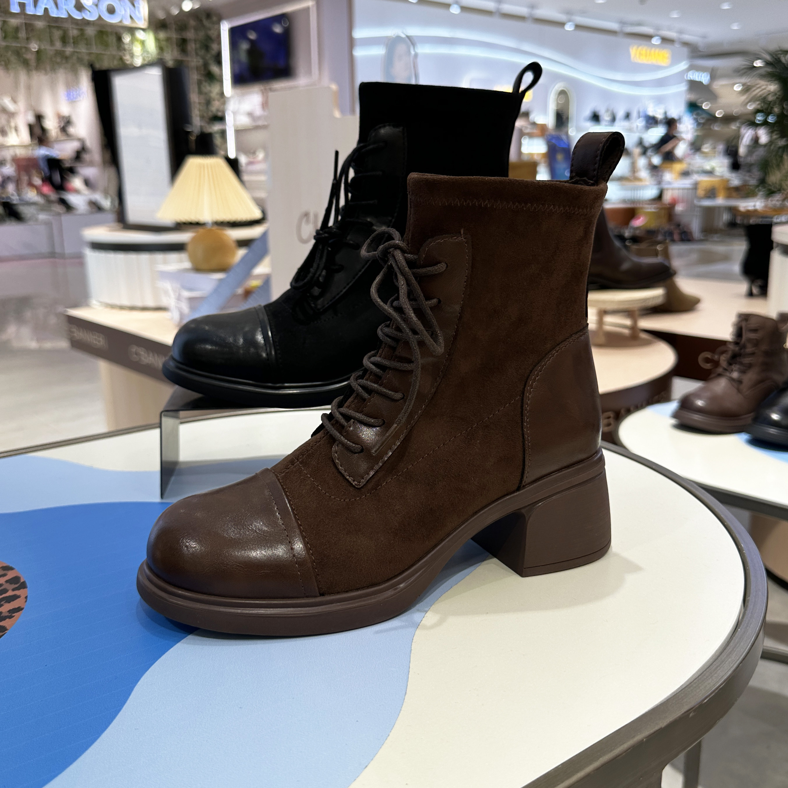 EBLAN伊伴短靴女靴子高跟马丁靴