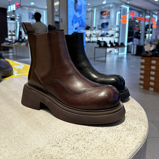 MIO米奥女鞋厚底切尔西短靴新款复古烟筒靴M246633171/M245633171