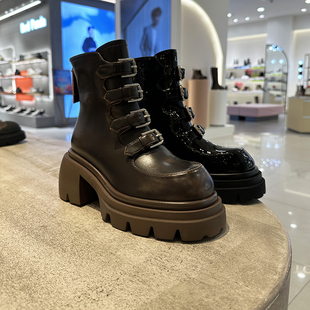 MIO米奥女鞋厚底马丁靴女2024新款增高英伦M245643323/M246643323