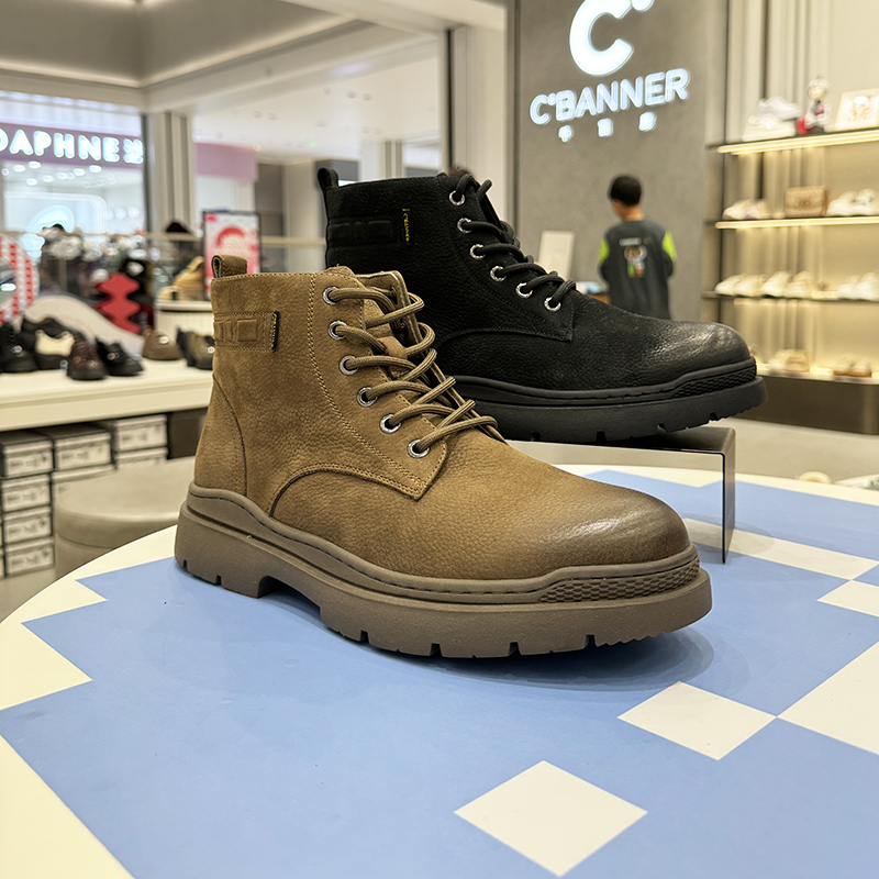 千百度马丁靴男款短靴加绒加厚