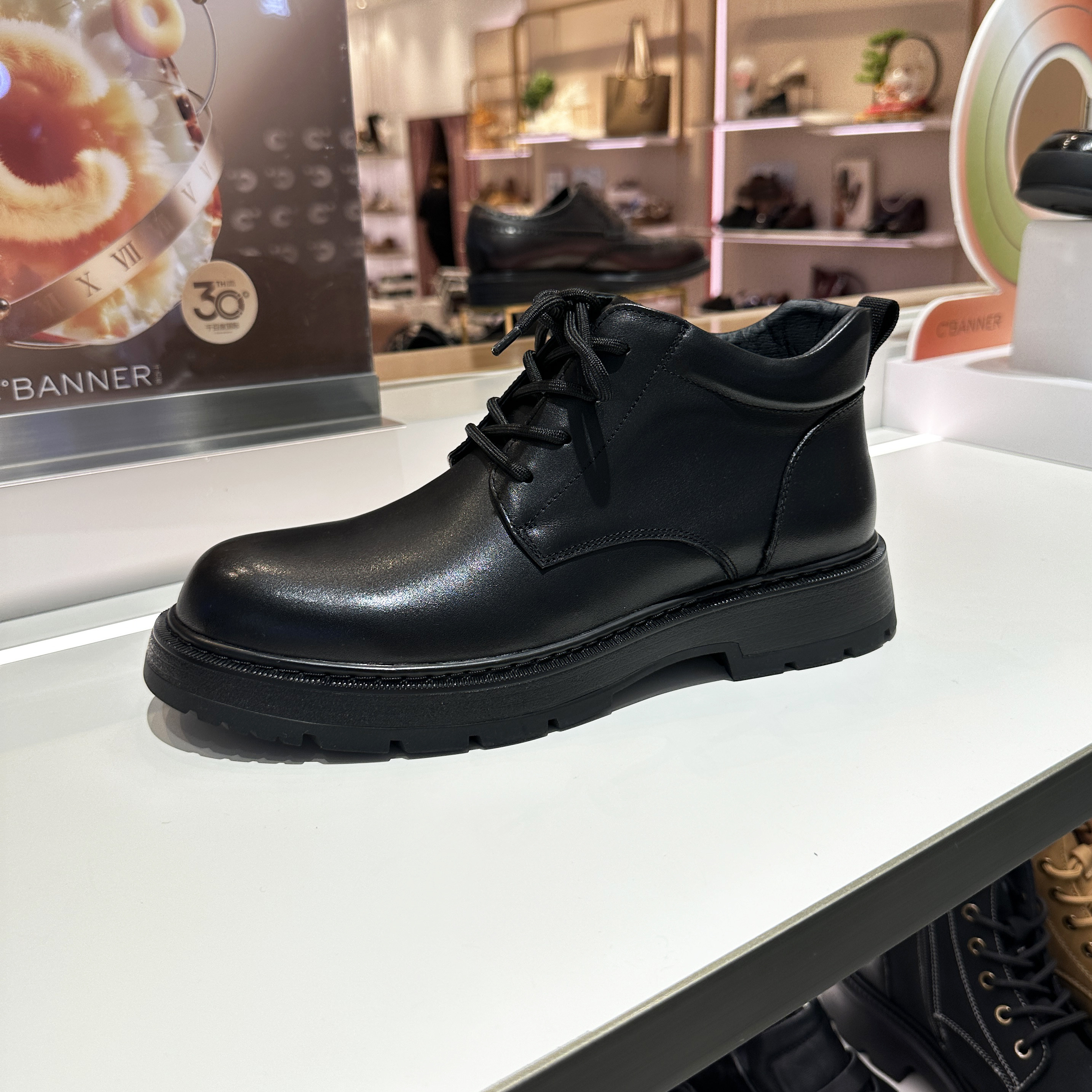 千百度男鞋休闲皮鞋软底真皮增高年轻2025新款加绒加厚A25606012