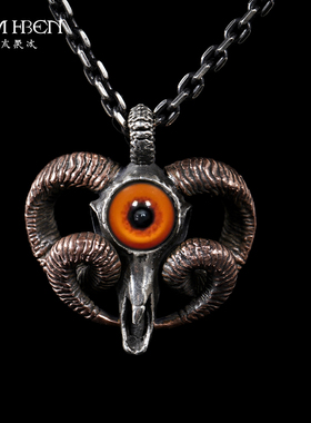 白木黑冰原创设计925银饰恶魔撒旦天使吊坠个性酷潮男女情侣项链