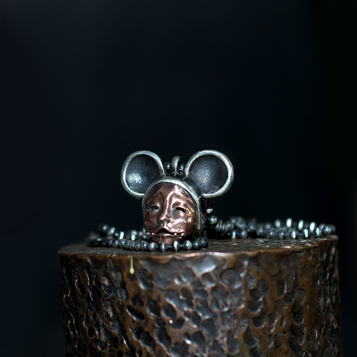 白木黑冰原创设计新款铜脸吊坠