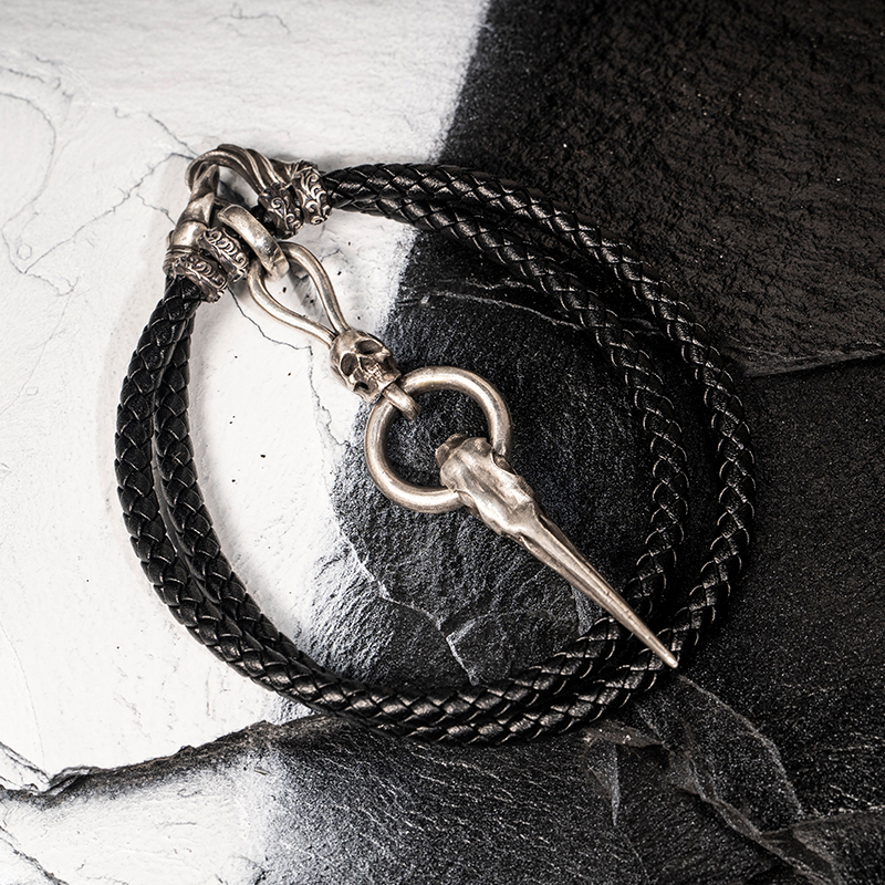 白木黑冰925银十字链情侣项链