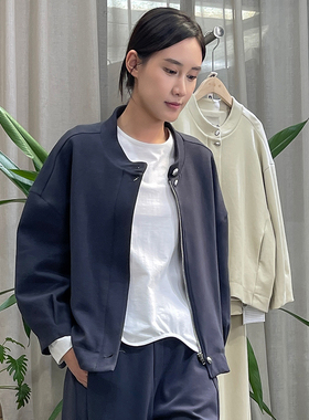 掂量女装 春季新款文艺灰色长袖立领外套宽松休闲卫衣L1V01K13342