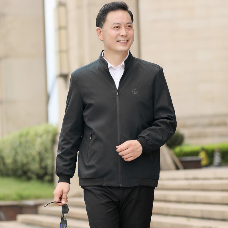 主推款285/P40商务立领休闲夹克男中老年爸爸装秋季新款纯色外套,男装夹克,星座1216