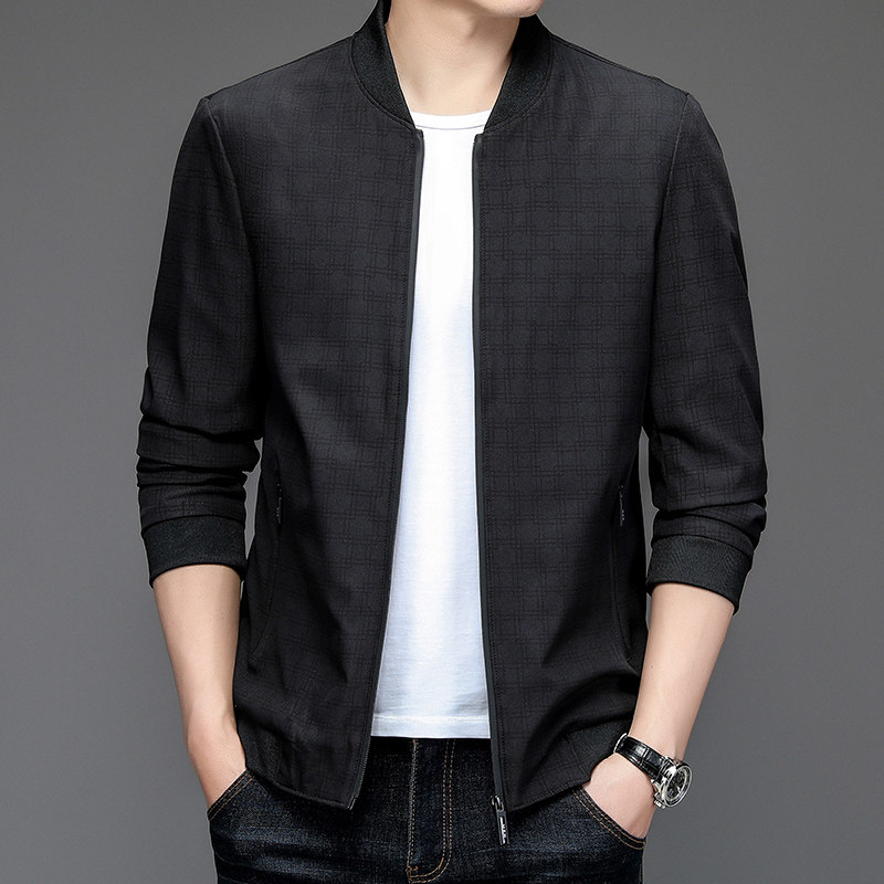 2205/P55 2023春装新款棒球服外套男爸爸商务休闲夹克中年外套男图片